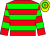 Red, Green hoops, Yellow cap, Green hoop ()