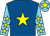 ROYAL BLUE, yellow star, light blue sleeves, yellow stars, light blue cap, yellow star ()