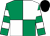 Emerald Green and White (quartered), hooped sleeves, Black cap ()