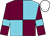 Maroon and Light Blue (quartered), Maroon sleeves, Light Blue armlets, White cap ()