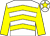 White, yellow chevrons, sleeves and star on cap ()