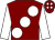 Maroon, large white spots, sleeves and spots on cap ()