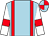 Light blue, red braces, white sleeves, red armlets, light blue and red quartered cap (Star Contractors Ltd)