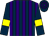 Dark blue and purple stripes, dark blue sleeves, yellow armlets, dark blue and purple hooped cap (Parsonage Racing Partnership)