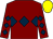 Maroon, dark blue triple diamond, diamonds on sleeves, yellow cap (Mr Roger Ingram)