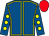 Royal blue, yellow seams, royal blue sleeves, yellow spots, red cap (Mr Michael Marsh)