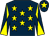 Dark blue, yellow stars, diabolo on sleeves and star on cap (Mr C H Stevens)