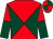 Red and dark green diabolo, halved sleeves, red and dark green quartered cap (Ms Sara Hattersley)