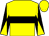 Yellow, black hoop, black and yellow diabolo on sleeves (Mrs T Blackett)