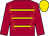 Claret, gold braid, claret sleeves, gold cap, gold tassel (Qatar Racing Limited)