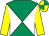 Emerald green and white diabolo, yellow sleeves, yellow and emerald green quartered cap (Abigail Rugg)