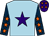 Light blue, purple star, dark blue sleeves, orange stars, purple cap, orange stars (Ryedale Partners No 7)