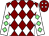 Maroon and white diamonds, white sleeves, light green diamonds (Rasio Cymru I & Dutch Rose Partnerhsip)