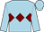Light blue, maroon triple diamond (Mr Mark Wellbelove)