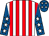 White and red stripes, royal blue sleeves, white stars, royal blue cap, white stars (The Magnificent Seven)