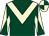 Dark green, beige chevron, beige and dark green diabolo on sleeves, quartered cap (Veterinary Immunogenics Ltd)