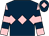 Dark blue, pink triple diamond, pink and dark blue hooped sleeves, dark blue cap, pink diamond (The Salt House Syndicate)