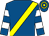 Royal blue, yellow sash, royal blue and white hooped sleeves, royal blue and yellow hooped cap (N Bycroft & Partners)