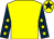 Yellow, dark blue sleeves, yellow stars, yellow cap, dark blue star (Mr K Sohi)