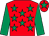Red, emerald green stars, sleeves and star on cap (The Zebbs)