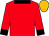 Red, black collar and cuffs, old gold cap (T T Racing)
