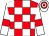 Red and white check, white sleeves, red armlets, hooped cap (Radley Racing Club)