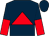 Dark blue, red triangle, dark blue & red halved sleeves, dark blue cap (Robert Evans)