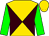 Gold, brown diagonal quarters, green sleeves, gold cap (Runnymede Racing Llc)