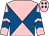Pink and royal blue diabolo, chevrons on sleeves, pink cap, royal blue diamonds (Mrs B Berresford)