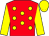Red, yellow spots, sleeves and cap (J Collins, C Fahy & S Piper)