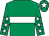 Emerald green, white hoop, emerald green sleeves, white stars, emerald green cap, white star (The Sultans of Speed)