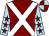Maroon, white cross belts, light blue sleeves, maroon stars, maroon and light blue quartered cap (Balasuriya,cookcunningham,gowing,spencer)