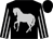 Black, silver horse, black sleeves, silver stripes, black cap, (Mr J Turner)