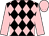 Black and pink diamonds, pink sleeves and cap (Mrs M D W Morrison)