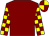 Maroon, maroon and yellow check sleeves, quartered cap (Poachers' Dozen)