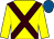 Yellow, brown cross belts, royal blue cap (Mrs C M Clarke, Foulrice Park Racing Ltd)