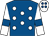 Royal blue, white spots, white sleeves, royal blue armlets and spots on white cap (Mr Markus Graff)