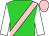 Lime green, Pink sash, White sleeves, Pink cap (K Abdullah)