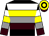Black, white, yellow, grey & brown hoops, yellow cap, black hoop, brown peak (Eerc (mngr: Mrs Rebecca Byrne))