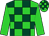 Lime green, dark green checked, lime green sleeves, lime green, dark green checked cap (Al Bayraq Stable)