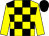 Yellow and black checks, yellow sleeves, black cap (Kamal Elshikh Idris Mohd Omer)