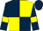 Dark blue and yellow (quartered), dark blue sleeves, yellow armlets, dark blue cap (Highfield Racing 6)