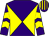 Purple and yellow diabolo, chevrons on sleeves, striped cap (Mr I R Hatton)