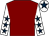 Maroon, white sleeves, dark blue stars, white cap, dark blue star (G Maidment Racing)