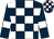 Dark blue and white check, dark blue sleeves, white armlets (Irvine Lynch & Thoroughbred Homes Ltd)