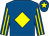 Royal blue, yellow diamond, striped sleeves and star on cap (Mr I P Crane)