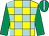 Yellow and light blue checked, emerald green sleeves, light blue stripe on emerald green cap (Nasir Askar)