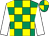 Emerald green and yellow check, white sleeves, emerald green and yellow quartered cap (Mr David Morrison)