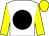 White, black spot, yellow sleeves and cap (Mr & Mrs G Eckert)