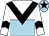 White and light blue halved horizontally, black chevron, black chevron on sleeves, light blue cap, black star (Gerard Man, Stephen Man Shiu Fai & Patricia Huen Wing Sze)